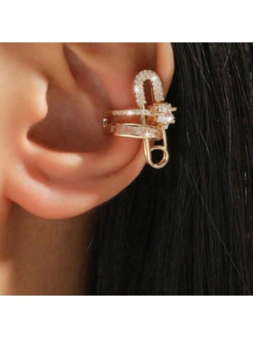 Gold Safety Pin 1pc Ear Cuff Ear Statement Ear Jewelry